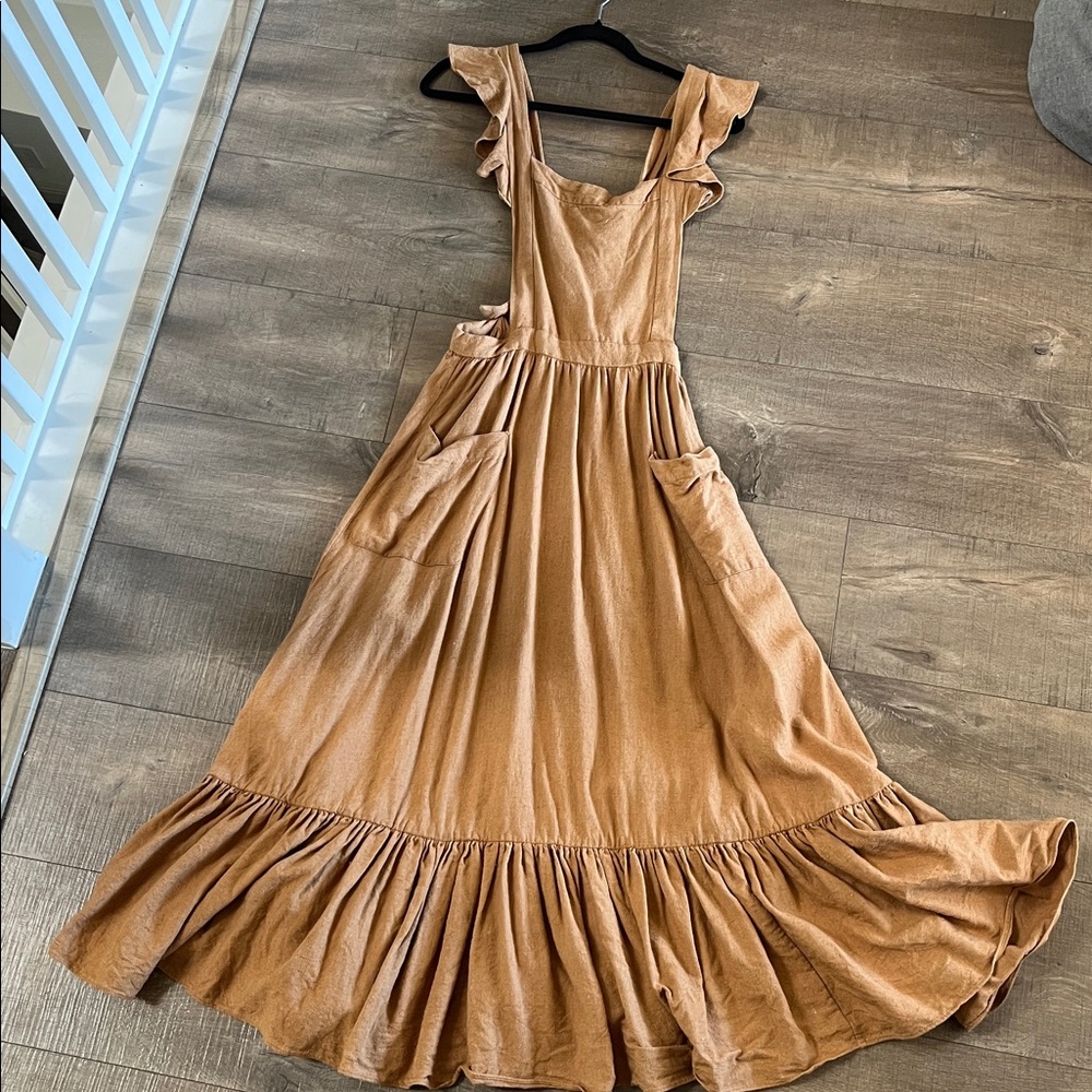 Doen Peninsula Pinafore Dress in Camel - S Small